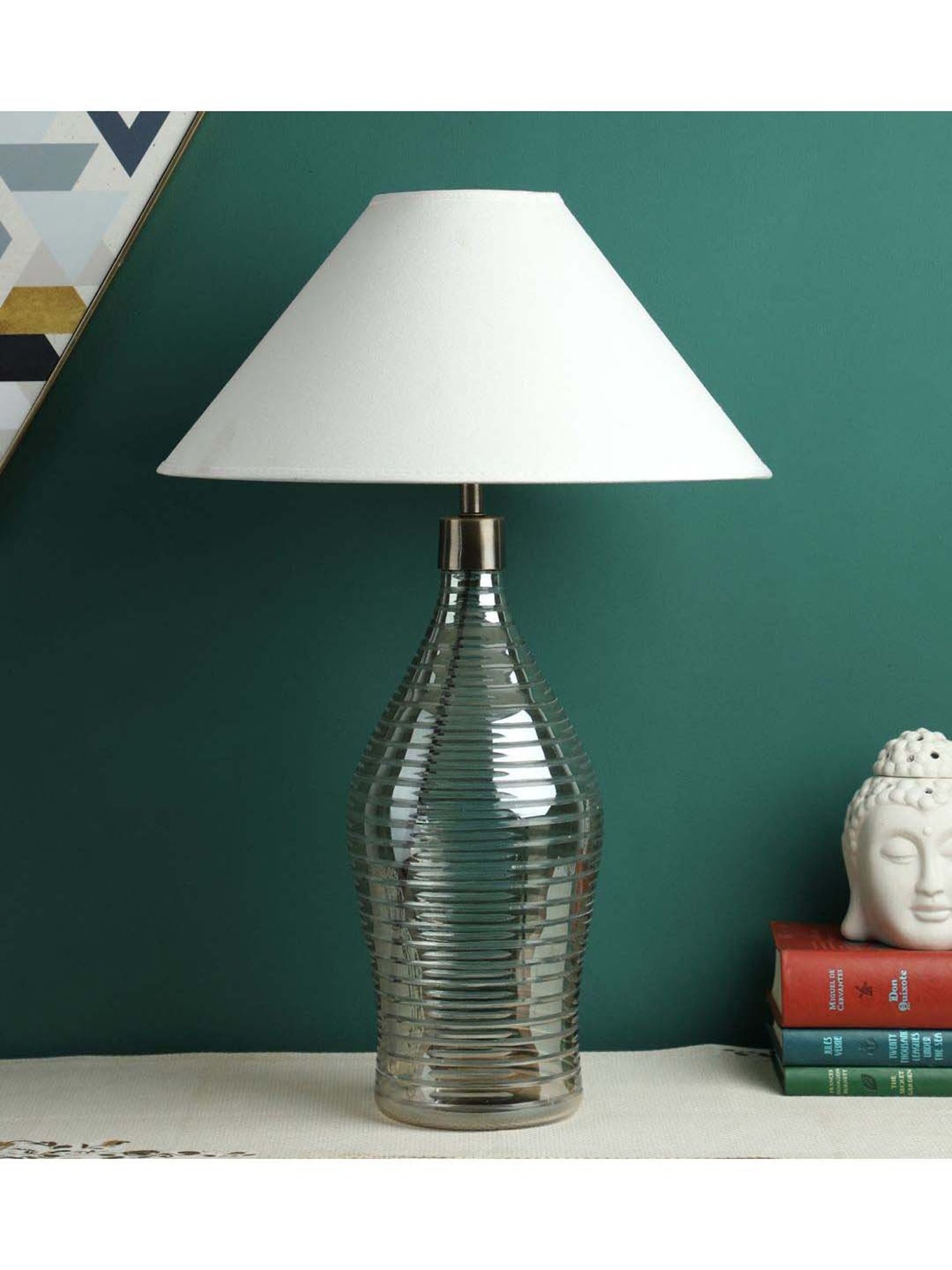 Kapoor E Illuminations White Whirlpool Rings Lustere Glass Table Lamp - Set of 1