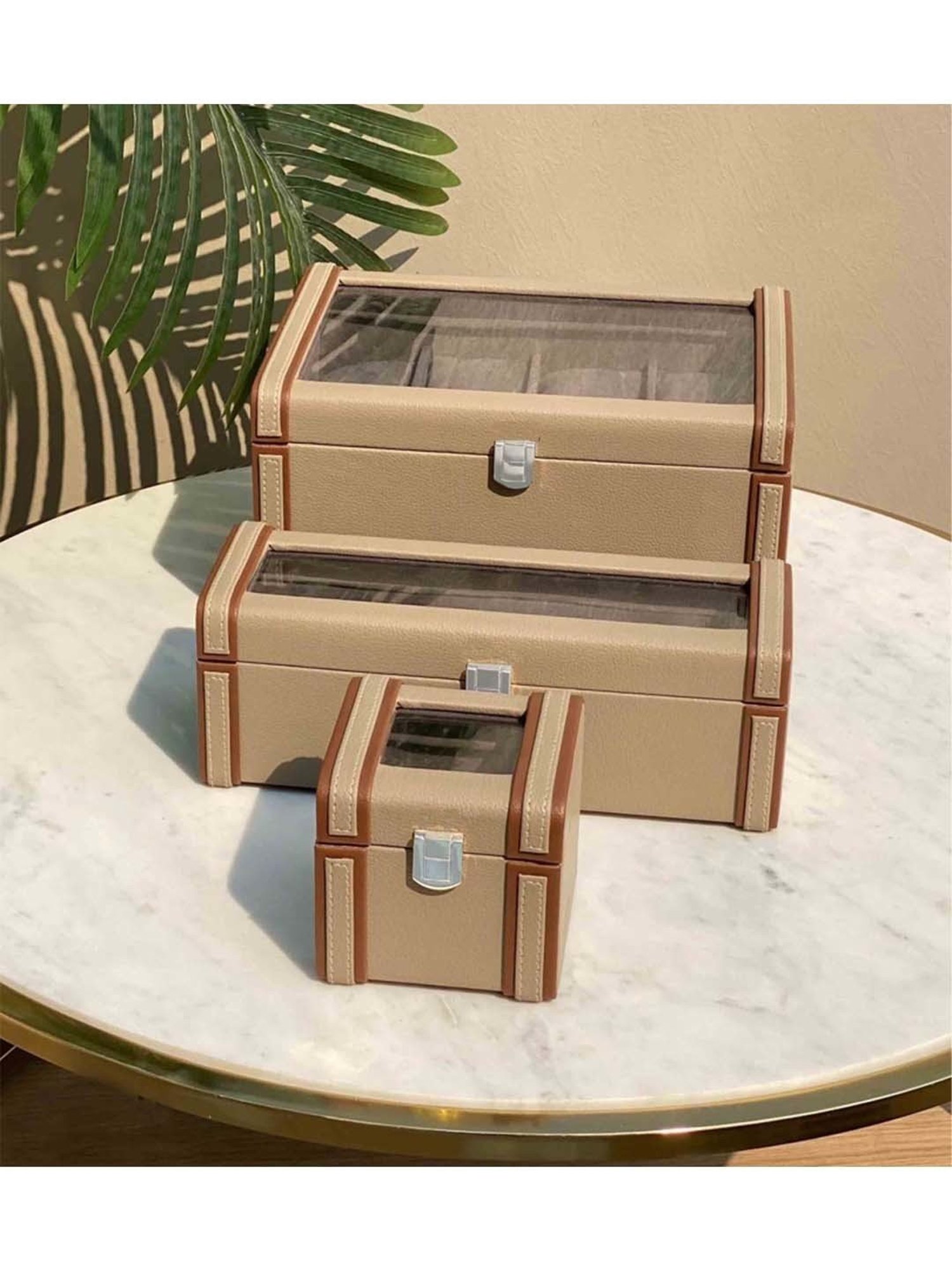 Mason Home Taupe Naples Watch Box - 4 Slots