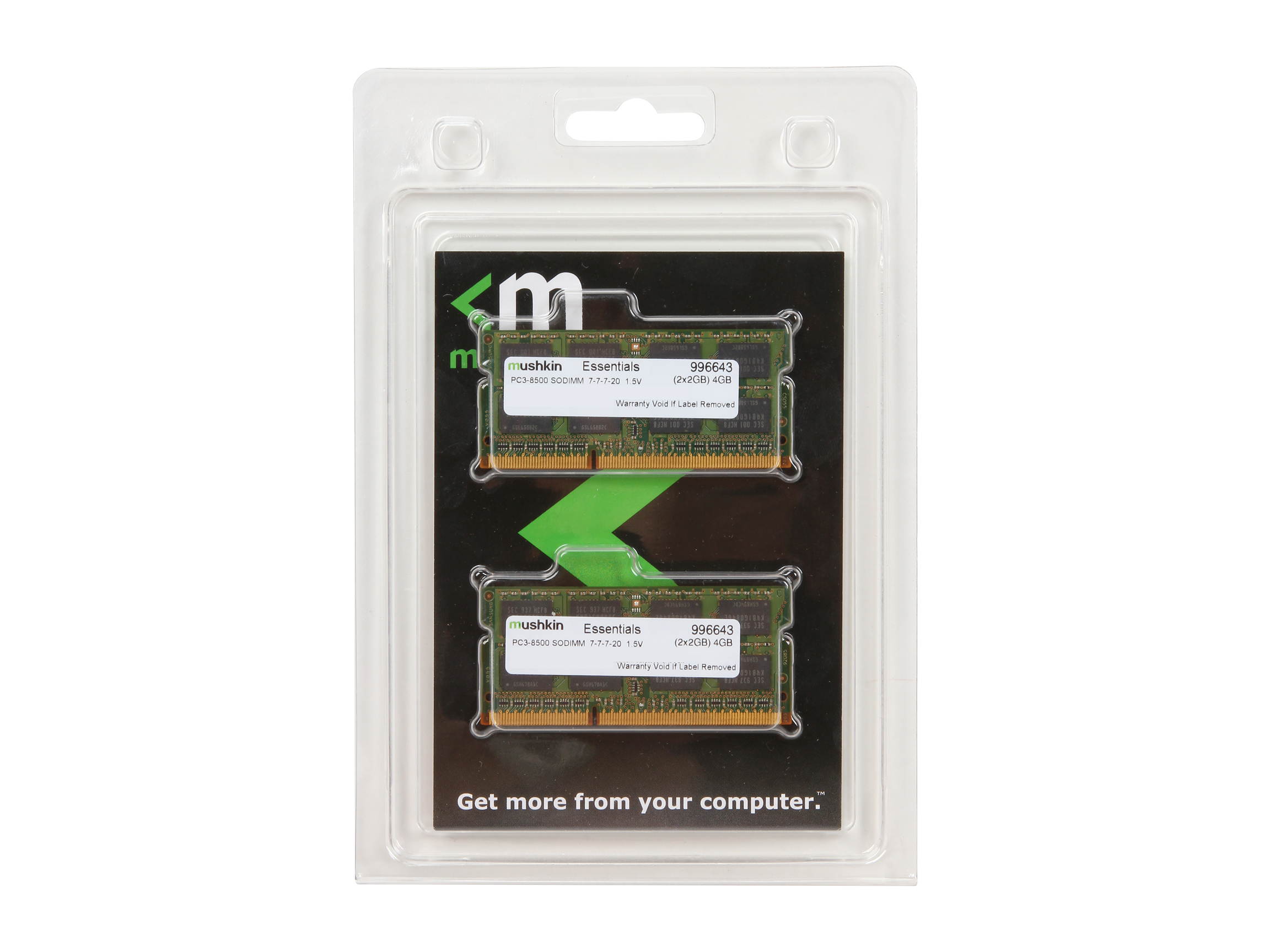 Mushkin Enhanced 2GB 204-Pin DDR3 SO-DIMM DDR3 1066 (PC3 8500) Laptop Memory Model 991643