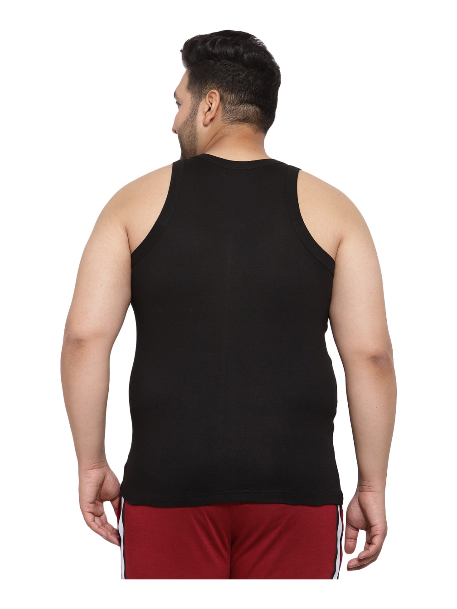 Melon by PlusS Black & Green Cotton Regular Fit Vest