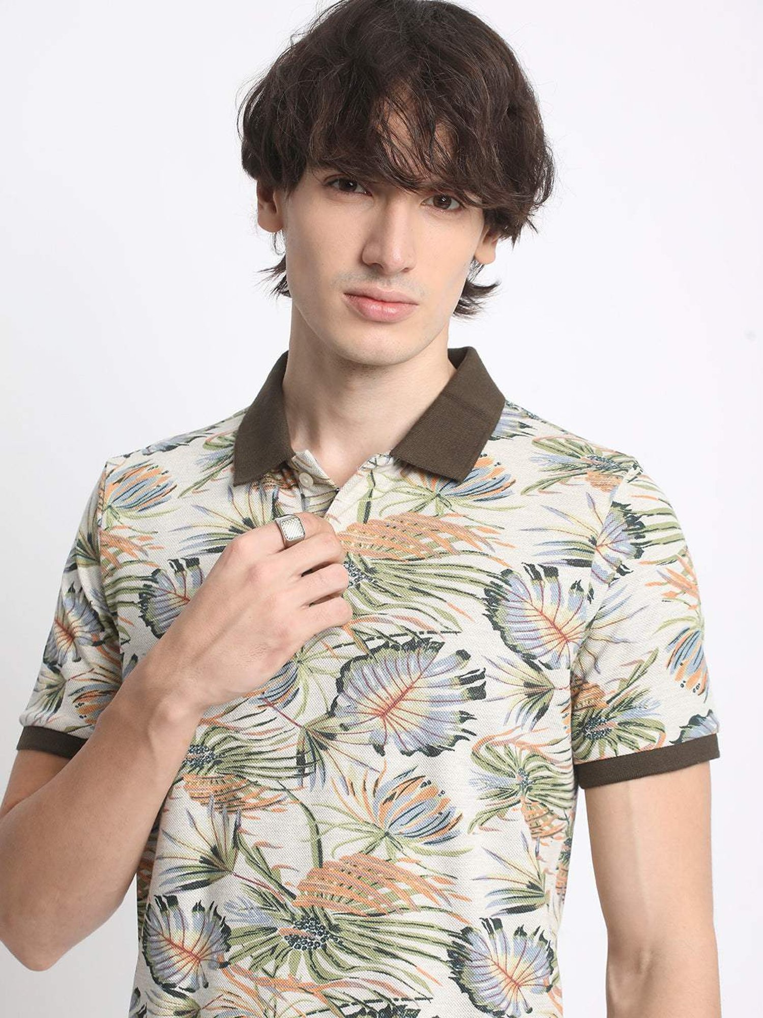 The Bear House Multicolored Cotton Regular Fit Printed Polo T-Shirt