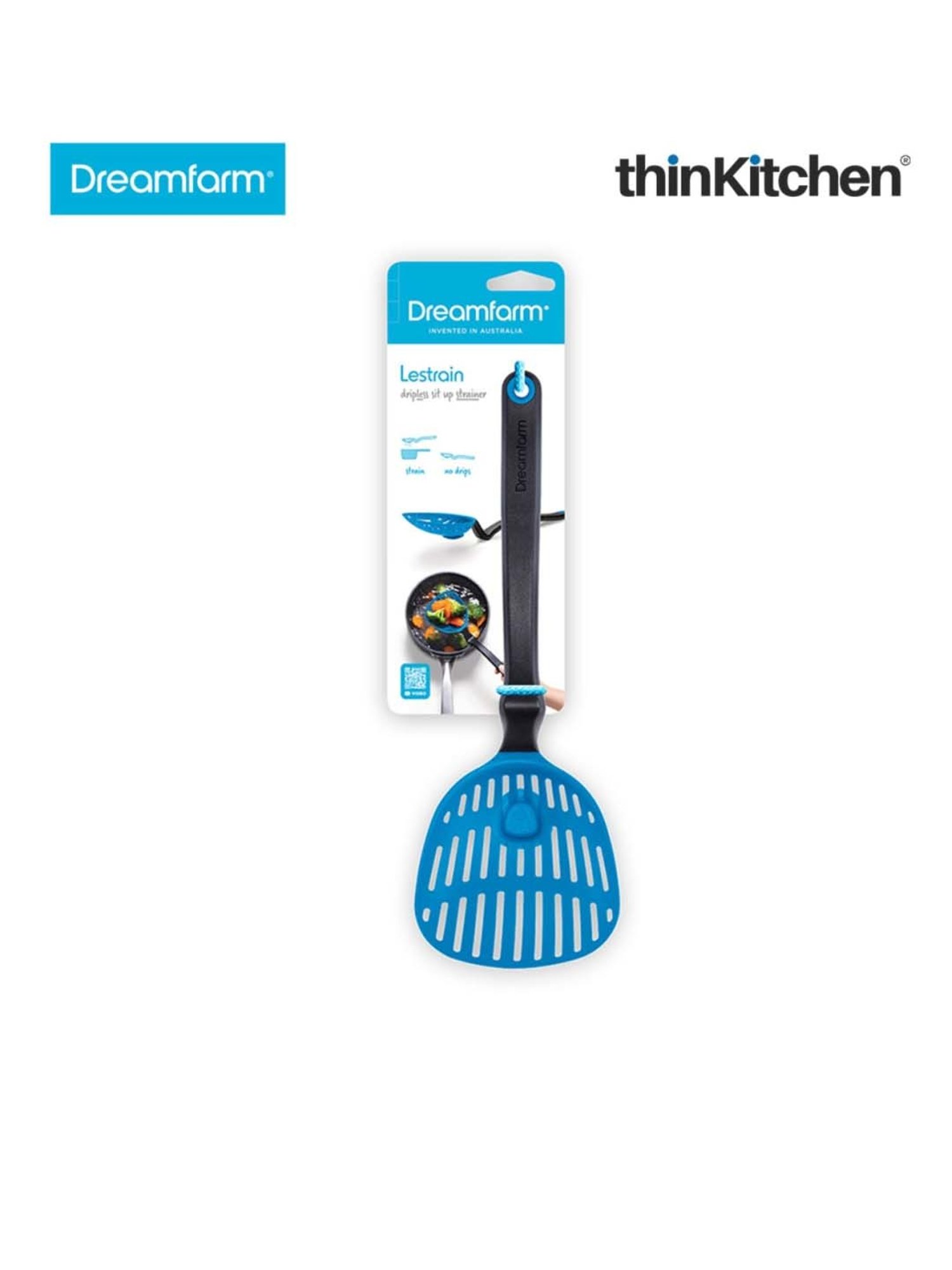 Dreamfarm Blue Nylon Lestrain Drip-Catching Sit-Up Scoop Strainer