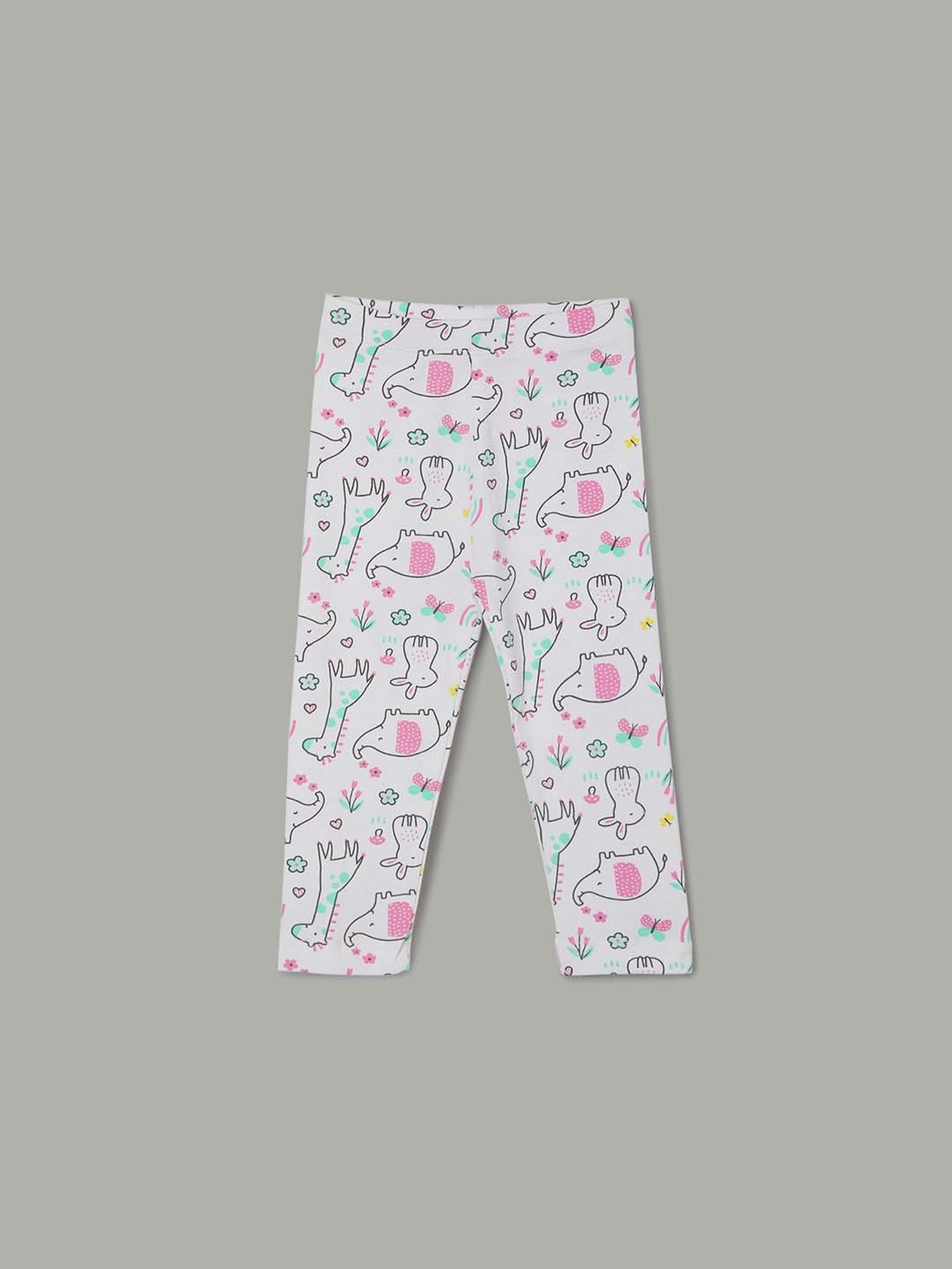 Juniors by Lifestyle White & Pink Printed Leggings