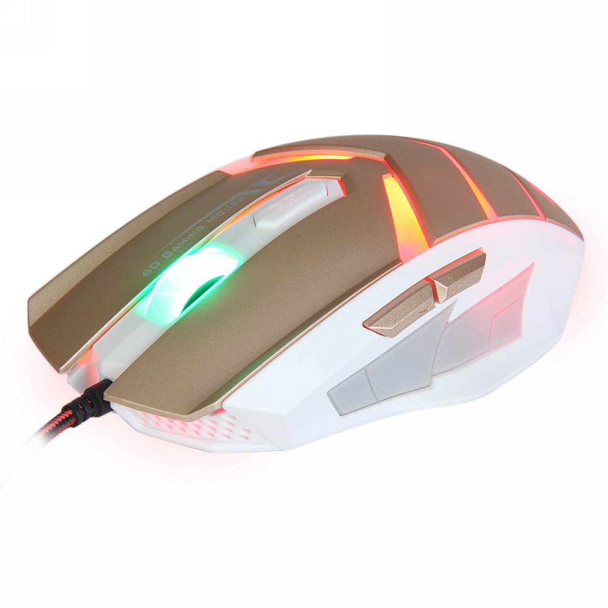 Sunsonny TM50 USB 2.0 Wired / 6 Button / 600~1000~1600 dpi LED Red Light Gaming Mouse - White
