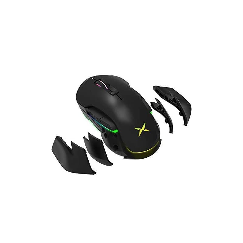 Wireless Gaming Mouse Rechargeable with 16000DPI, Chroma RGB and Ambidextrous Side Wing and Personalized Weights Design, 8 Programmable Buttons, Up to 50 Hr Battery Life(M627BU(3389)-Black)