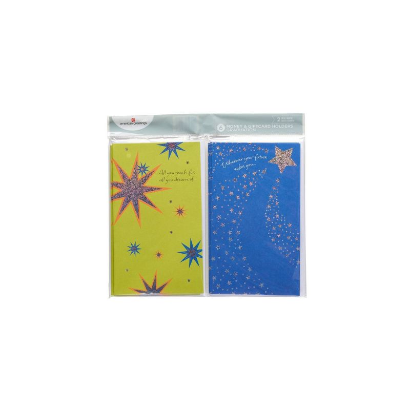 Starry Graduation Card Pack Green/Blue