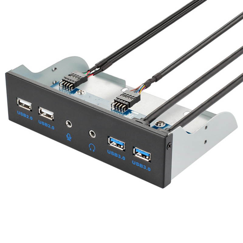 5.25 Inch Front Panel 4 Ports USB Hub w/ HD Audio Output Port & Microphone Input,2 Port USB 3.0 & 2 Ports USB 2.0 Hub w/ Stereo Audio Mic 5.25" CD-ROM Bay Bracket