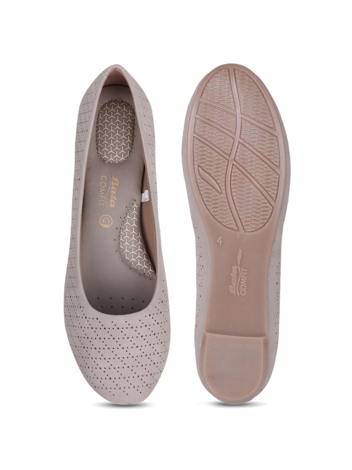 Bata Women's Grey Flat Ballets