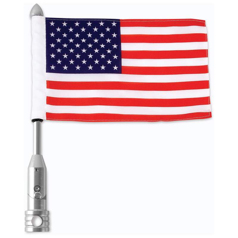 Diamond Plate Motorcycle Flagpole Mount and USA Flag