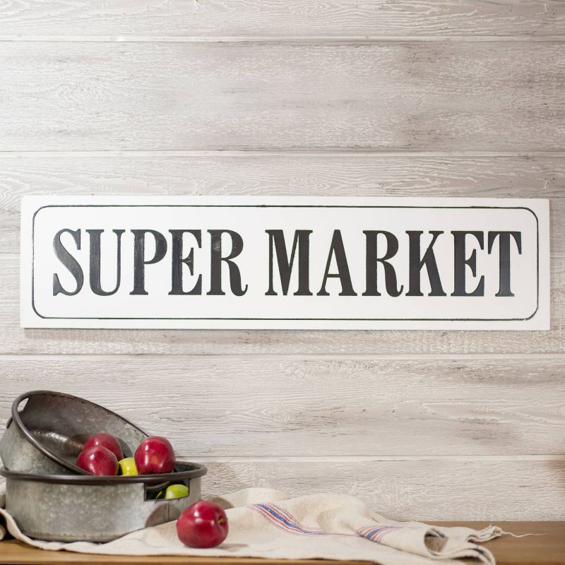 Super Market Wall Décor White & Black (41"x10") - VIP Home & Garden