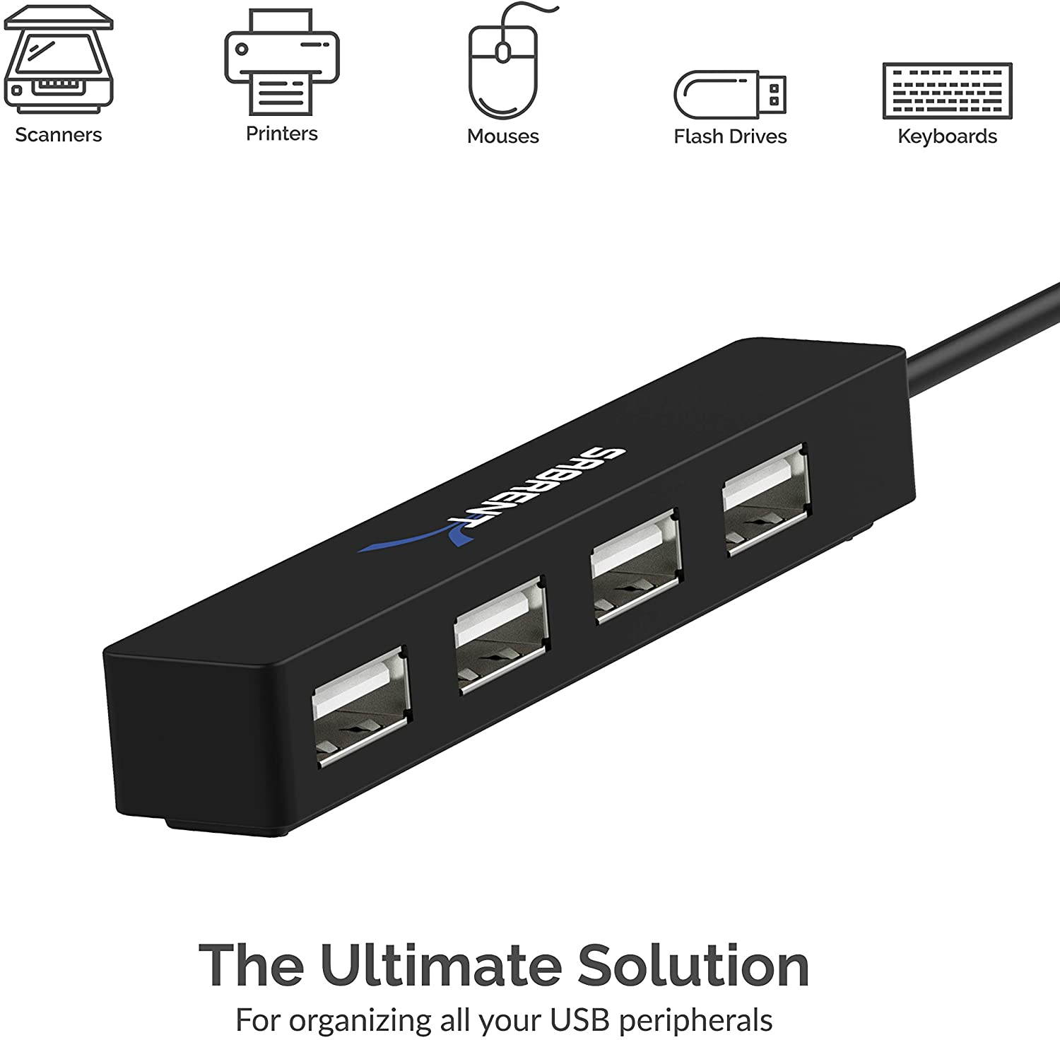 Sabrent 4 Port Portable USB 2.0 Hub (9.5? cable) (HB-MCRM)