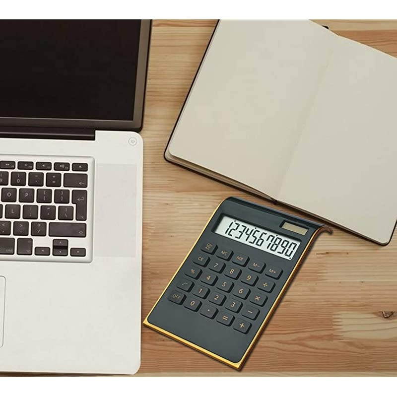 Desktop Calculator,  10-Digit Dual Power Handheld Desktop Calculator with Large LCD Display Big Sensitive Button (New Black & White, Pack of 2)