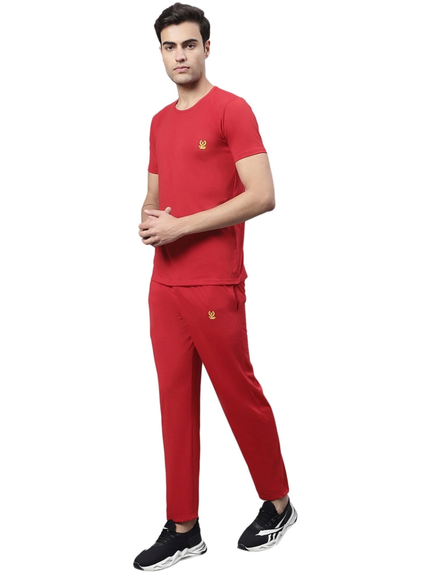 Vimal Jonney Red Cotton Regular Fit Tracksuit