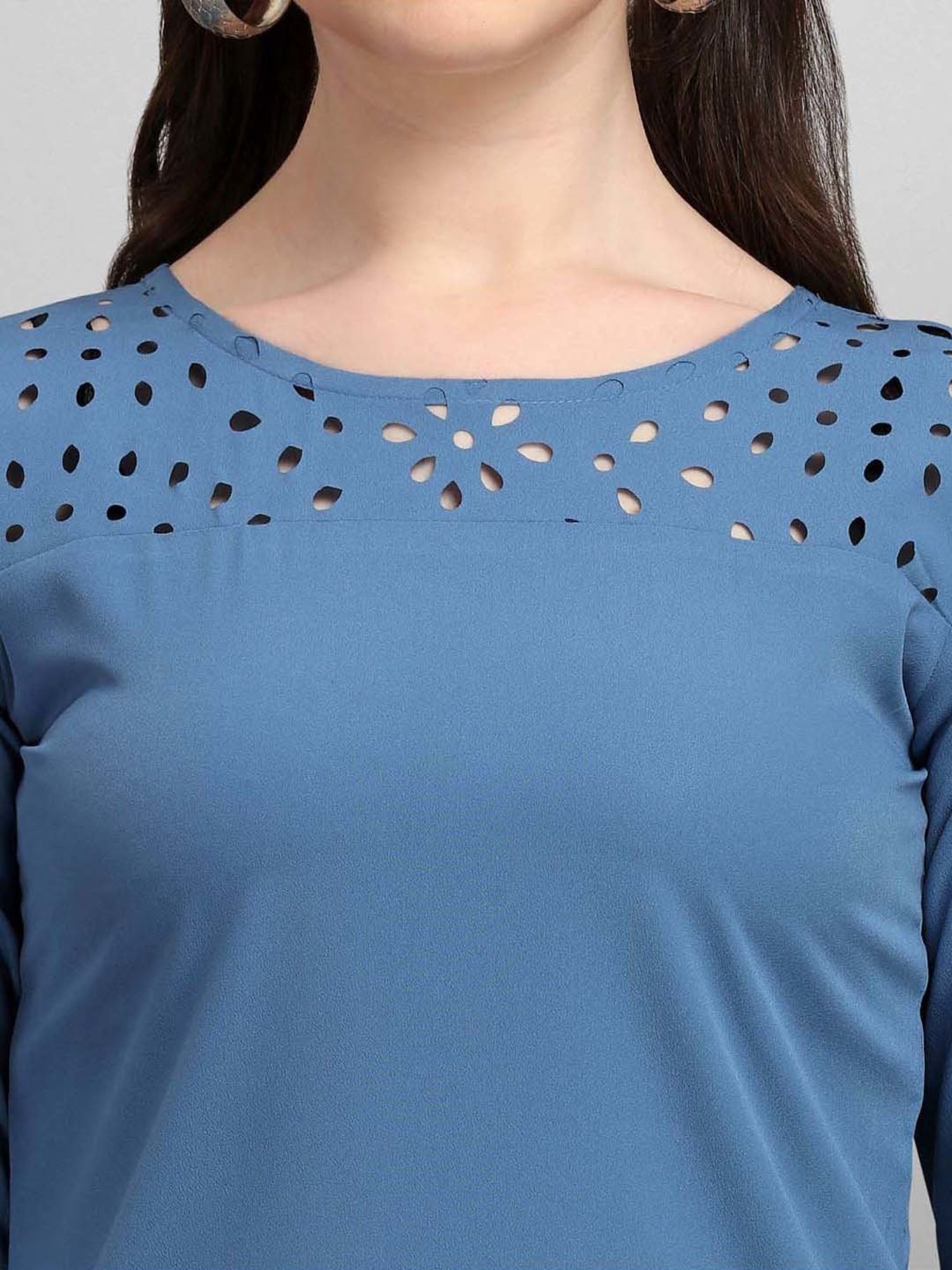 SELVIA Blue Regular Fit Top