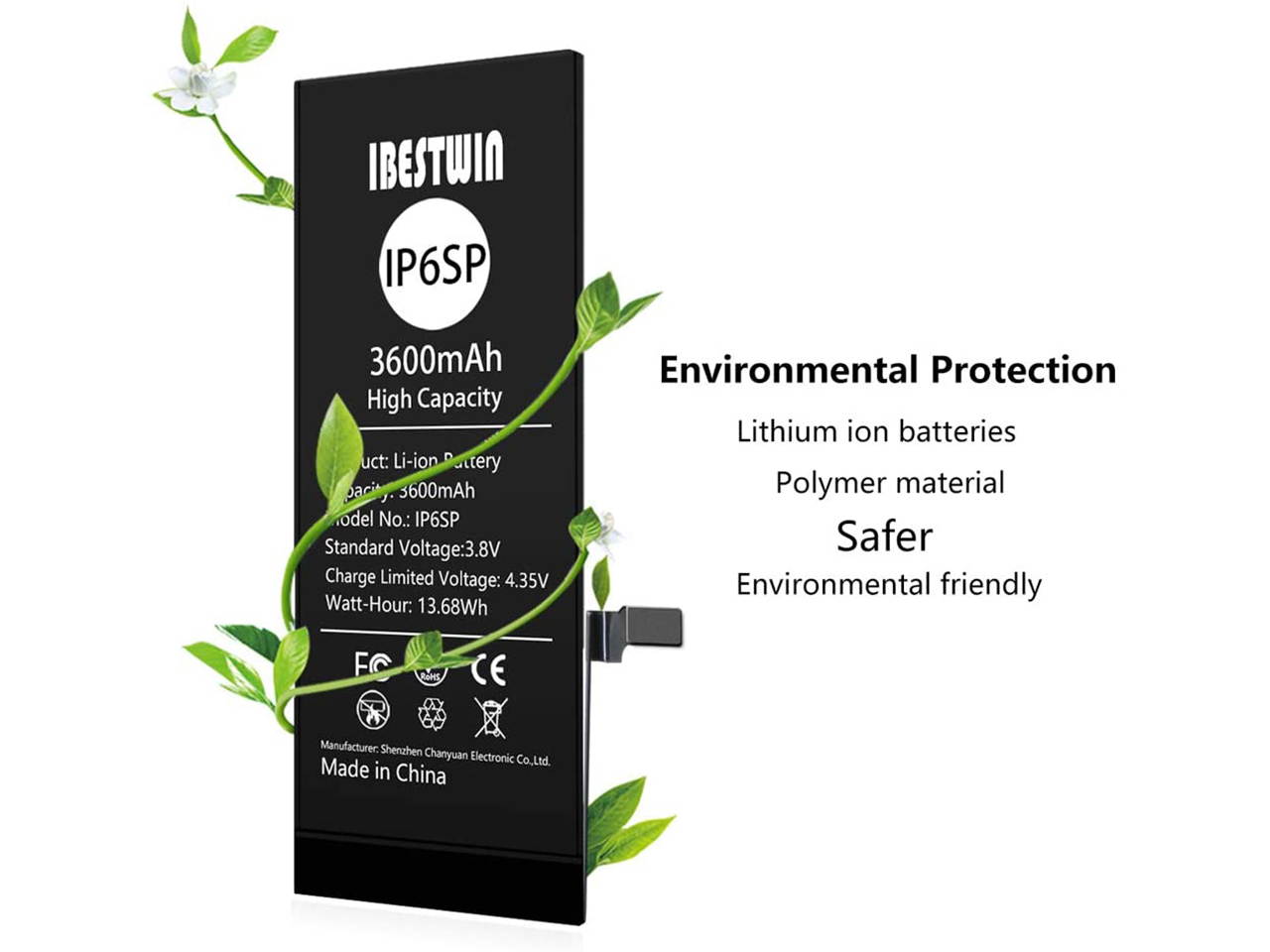 Battery for iPhone 6s Plus, IBESTWIN 3600mAh High Capacity Replacement Battery kit for iPhone 6s Plus with Full Remove Tool and Instruction, 0 Cycle