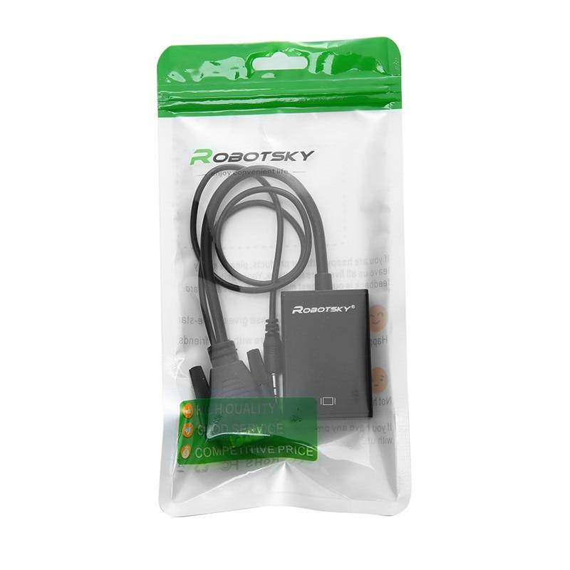 Robotsky VGA to HDMI Adapter Converter Cable With Micro USB Power and Audio Interface for XBOX PS3 PS4 HDTV PC Laptop Projector