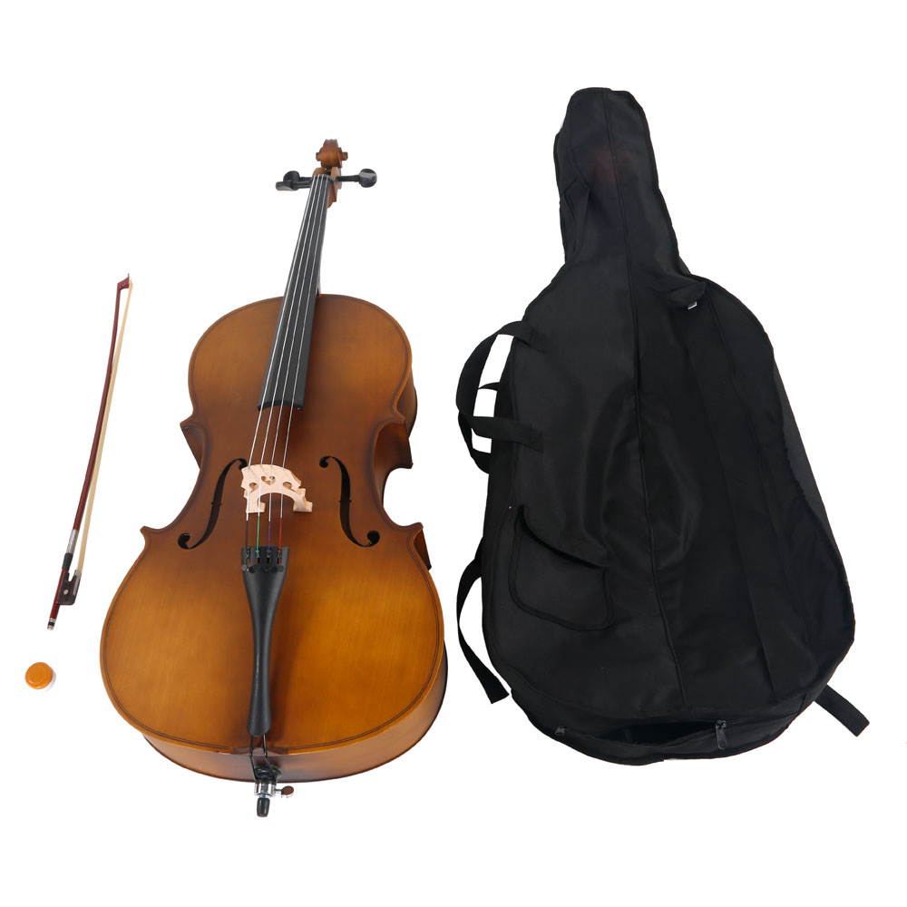 New 4/4 Size Matte Golden Cello +Bag+ Bow+ Rosin + Bridge+ Accessories Gift