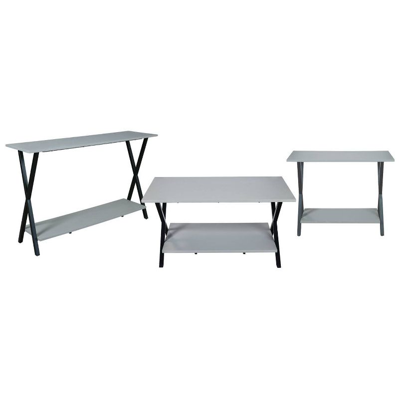 36" Slade Coffee Table with End Table and TV/Sofa Console Table Gray - Alaterre Furniture