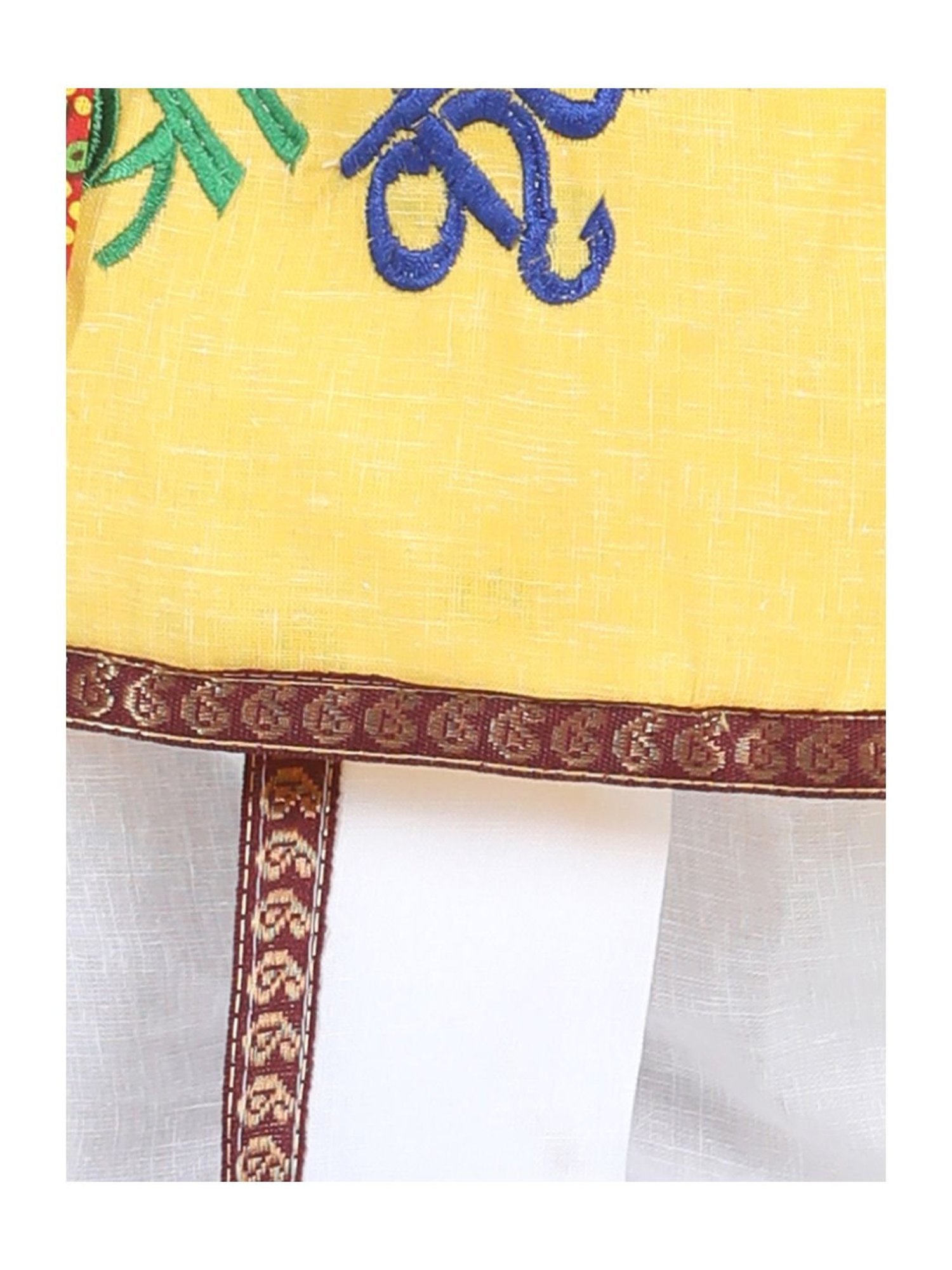 BownBee Kids Yellow Cotton Patch Work Kurta & Dhoti