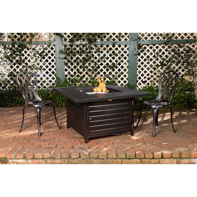 Langhorne Square Aluminum LPG Fire Pit - Bronze - Fire Sense