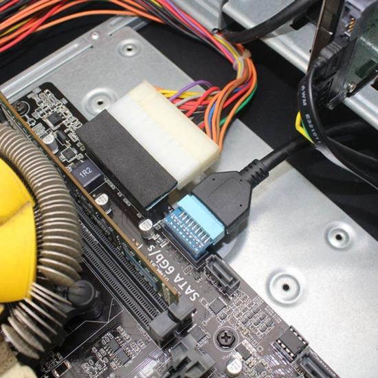 Xiwai USB 3.0 20pin Male to Female Extension Adapter  Down Angled 90 Degree for Motherboard Mainboard