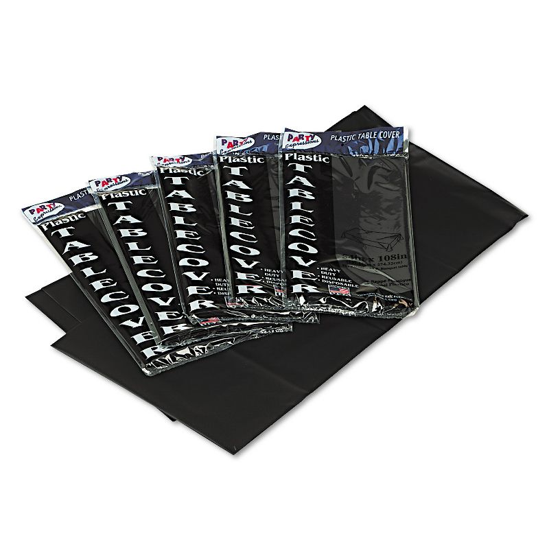Tablemate Table Set Rectangular Table Covers Heavyweight Plastic 54 x 108 Black 6/Pack 549BK