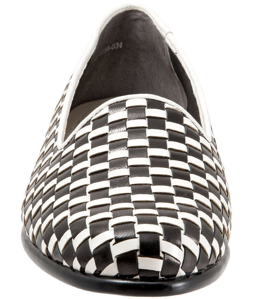 Trotters Liz Woven Leather And Patent Slip-On Loafers