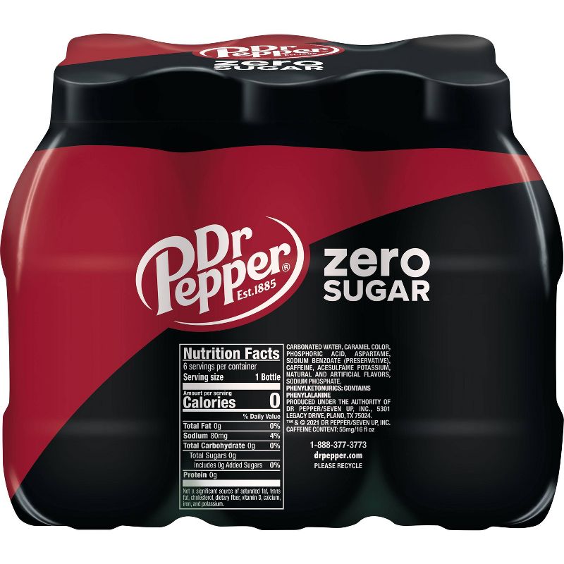 Dr Pepper Zero Sugar - 6pk/16 fl oz PET Bottles