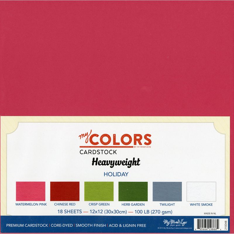 My Colors Heavyweight Cardstock Bundle 12"X12" 18/Pkg-Holiday
