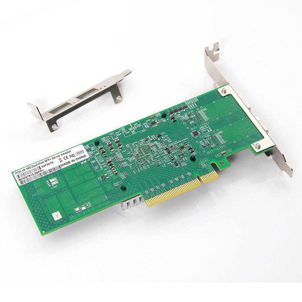 10Gb PCI-E NIC Network Card, with Broadcom BCM57810S Chipset, Dual SFP+ Port, PCI Express Ethernet LAN Adapter Support Windows Server/Windows/Linux/VMware