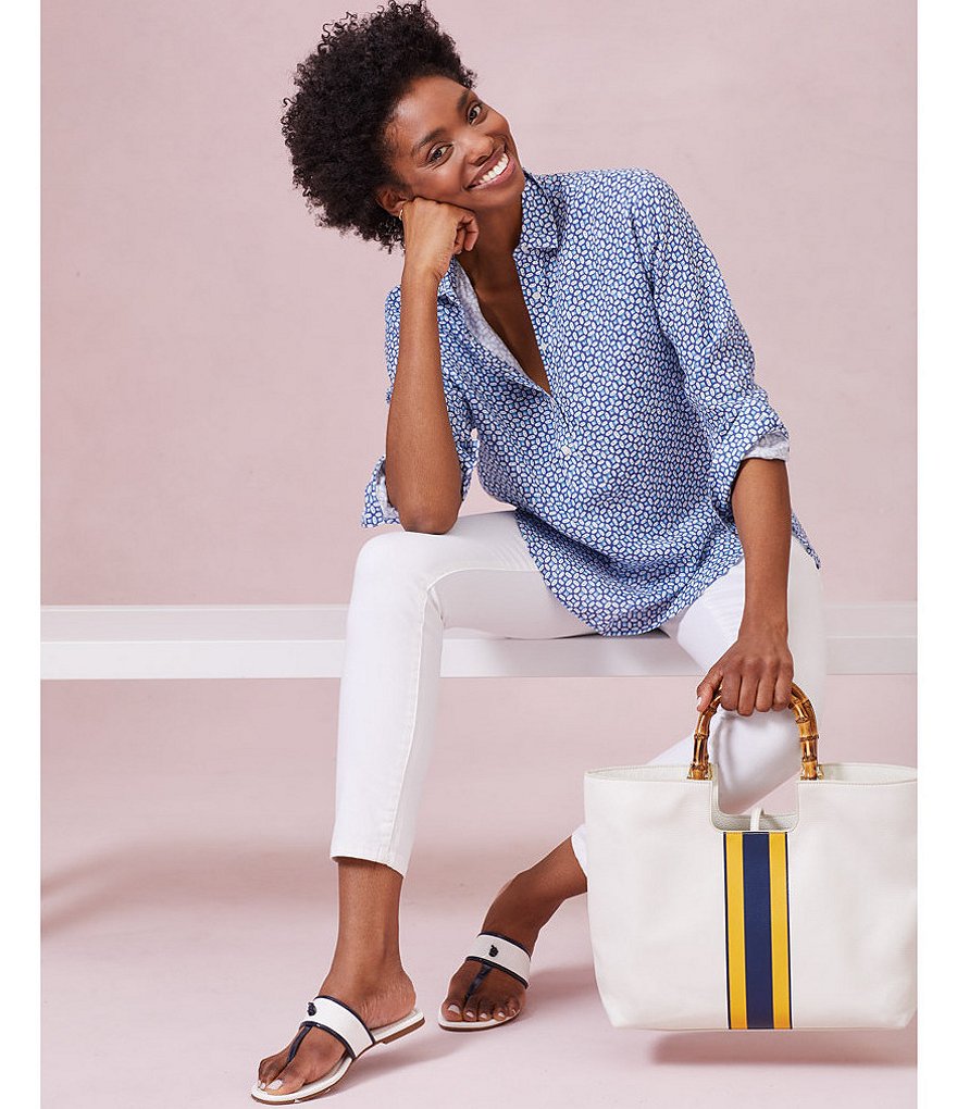 Eva Varro Animal Print Knit Jersey 3/4 Slit Sleeve Tunic