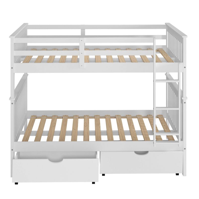 Full/Full Mission Bunk Bed with Dual Underbed Drawers White - Donco Kids
