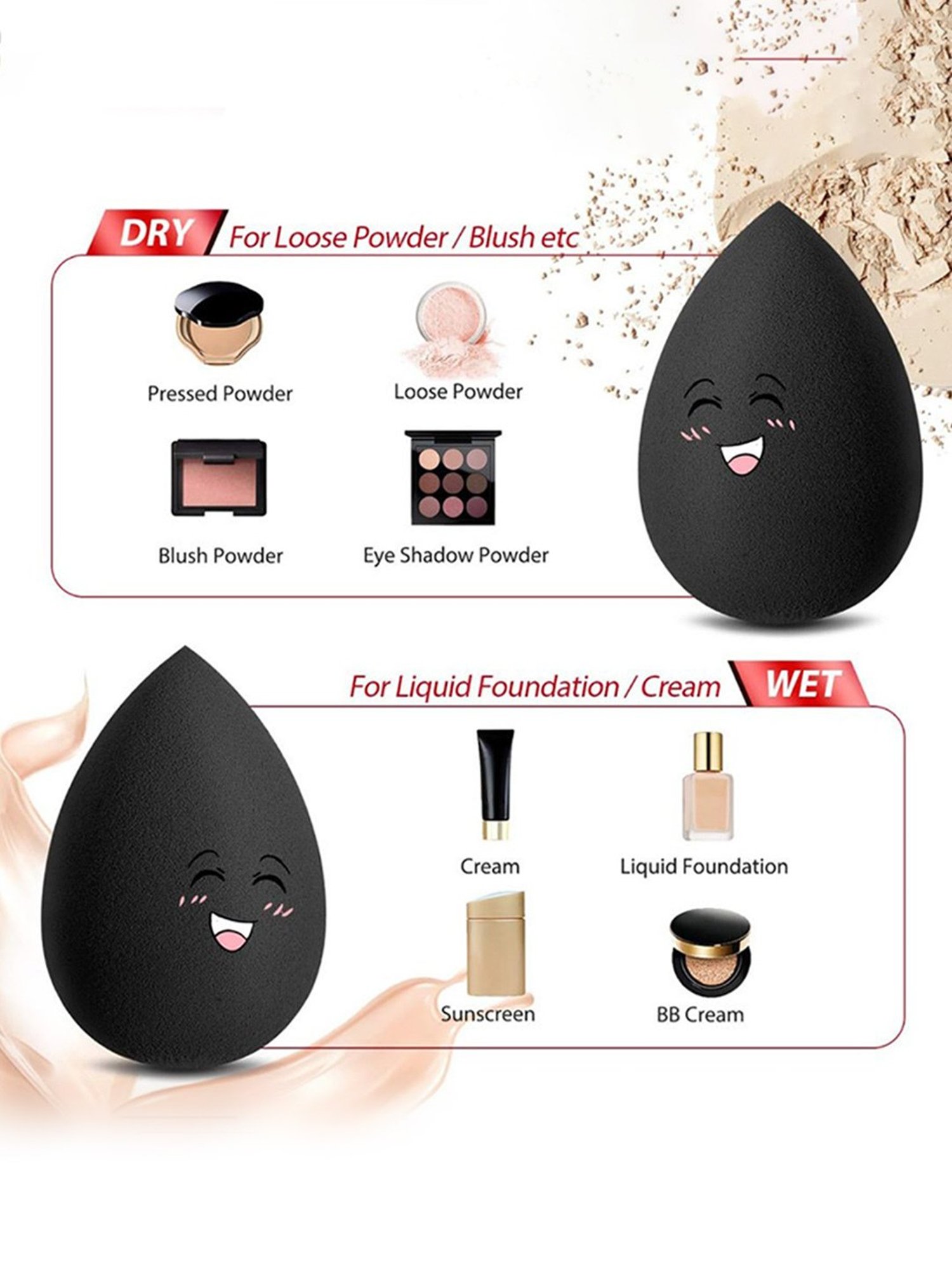 Bronson Professional Black Tear Drop Beauty Blender Sponge