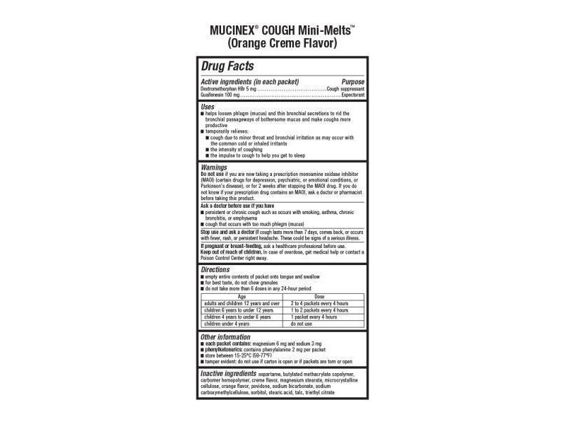 Mucinex Children's Expectorant & Cough Suppressant Mini Melts - Orange Crème - 12ct