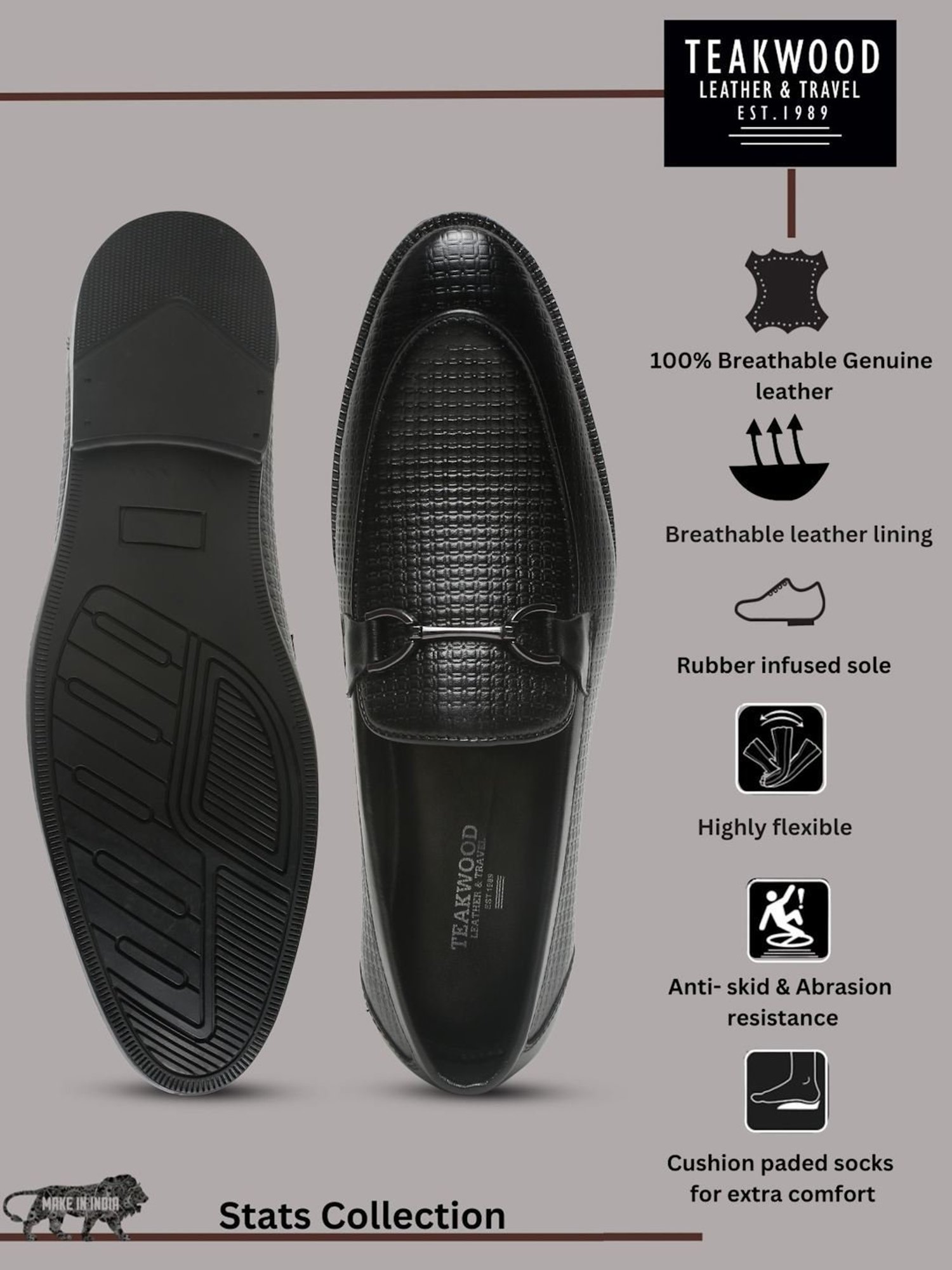 Teakwood Leathers Men's Black Casual Loafers