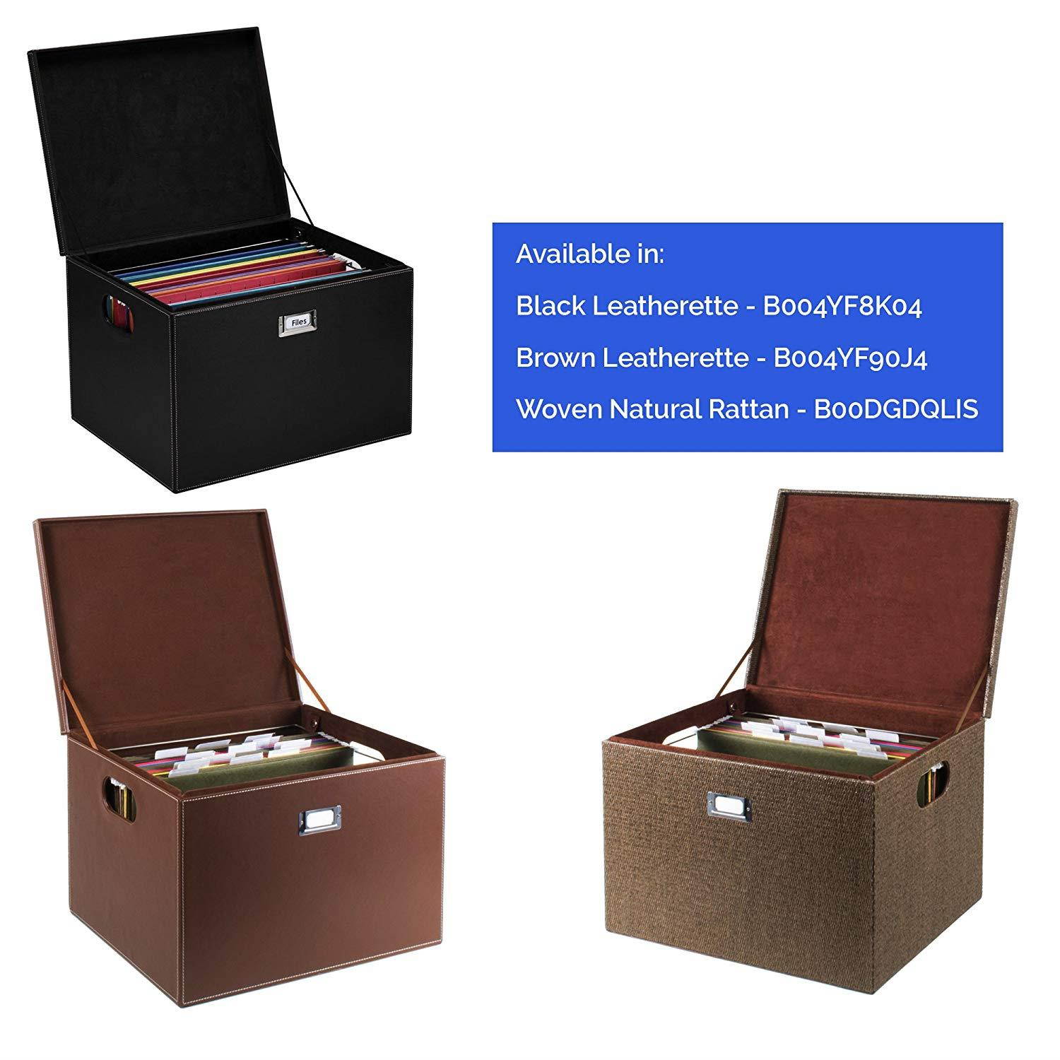 G.U.S. Decorative Office File and Portable Storage Box For Hanging Folders Letter Or Legal, Brown