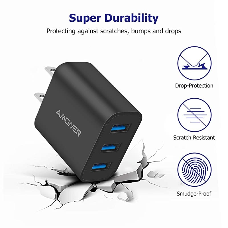 Wall Charger Upgraded 2Pack 15W 3Port USB Plug Cube Portable Wall Charger Plug for iPhone XsXS MaxXRX876Plus iPad ProAir 2Mini 2 Galaxy10987 Note98 LG Nexus and More