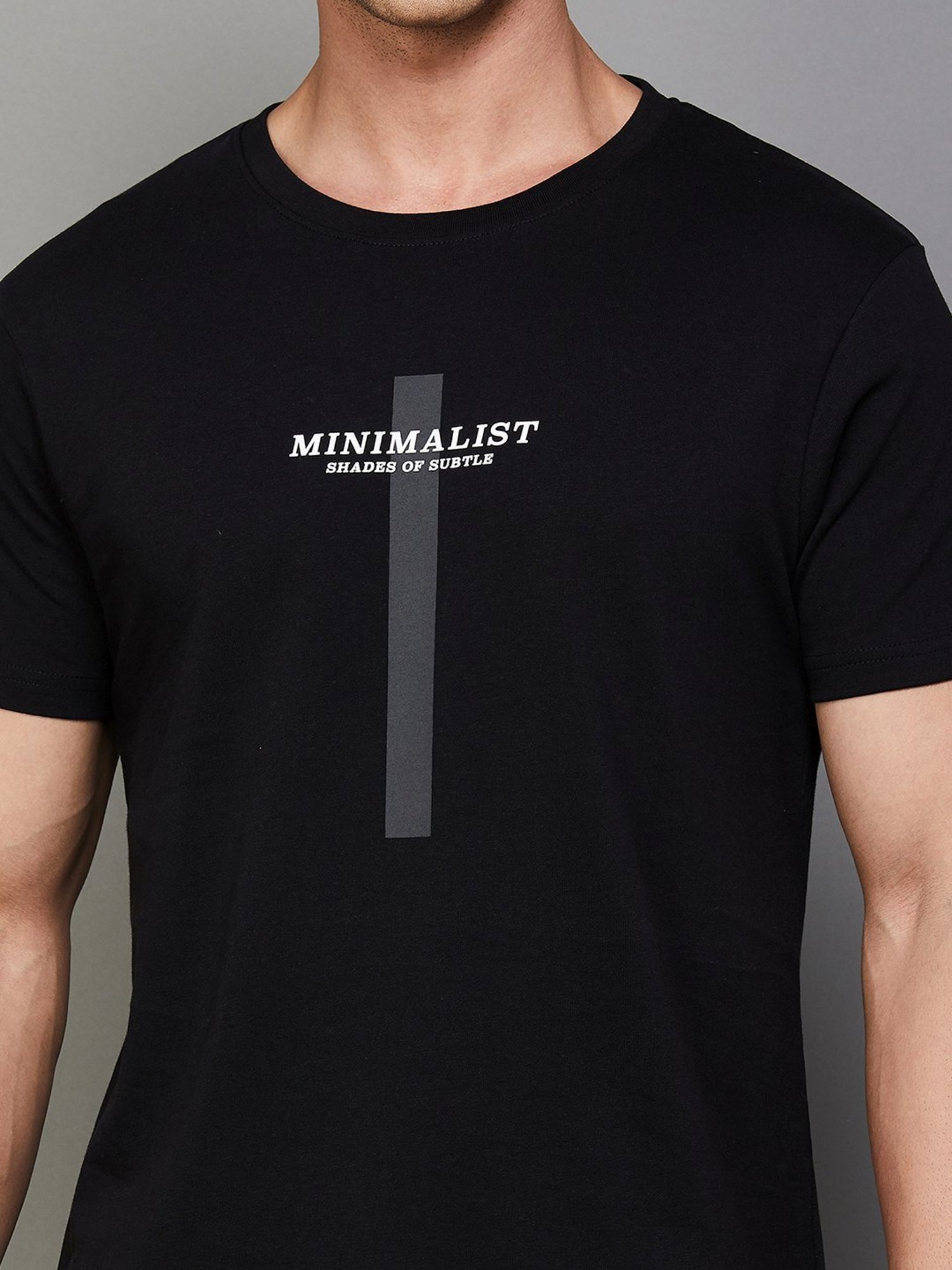 BOSSINI Black Cotton Regular Fit Printed T-Shirt