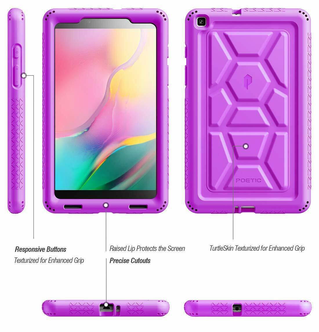 For Galaxy Tab A 8.0 (2019) Tablet Case Silicone Cover w/ Drop Protection Purple