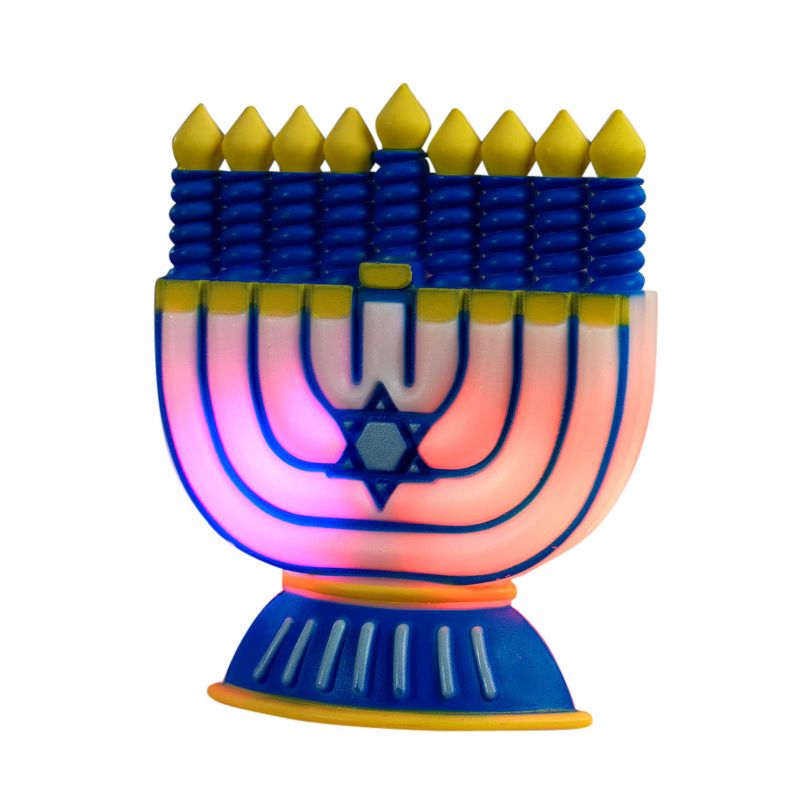 Rite Lite 6" Hanukkah Battery Operated Color Changing LED Menorah Window Decoration - White/Blue