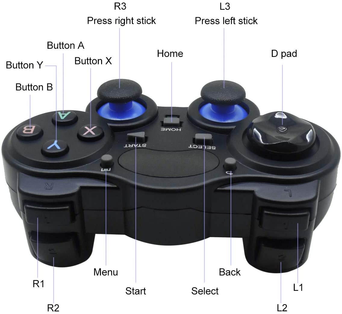 Fashionable Wireless Game Controller, Joystick Gamepad for PC, USB Gaming Controller Compatible with Windows 10/8/7/XP, Laptop, PS3, Android Phone, Steam (Black)