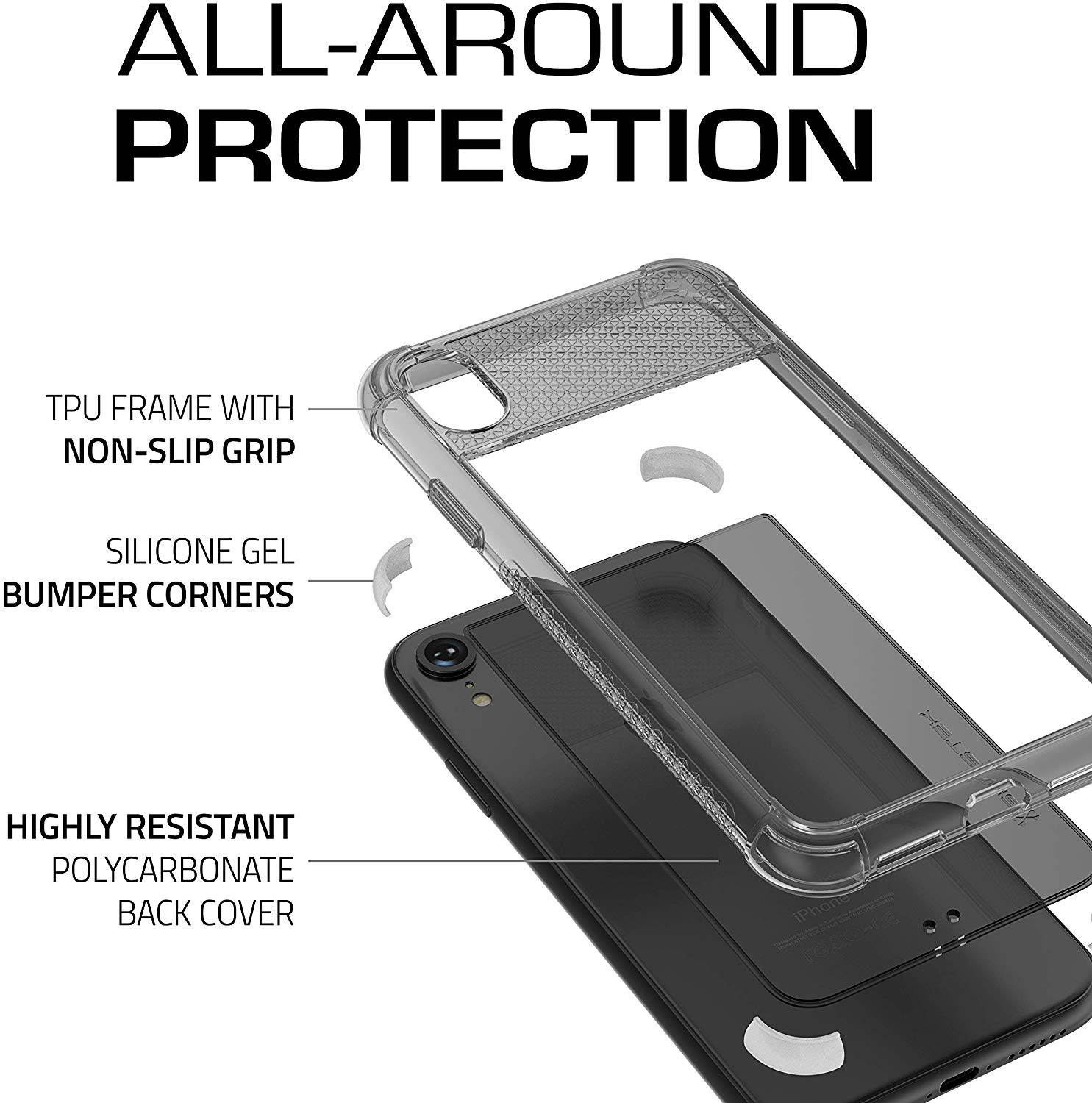 Moshi Vitros Clear Case for iPhone 11 - For Apple iPhone 11 Smartphone - Clear, Raven Black - High Gloss