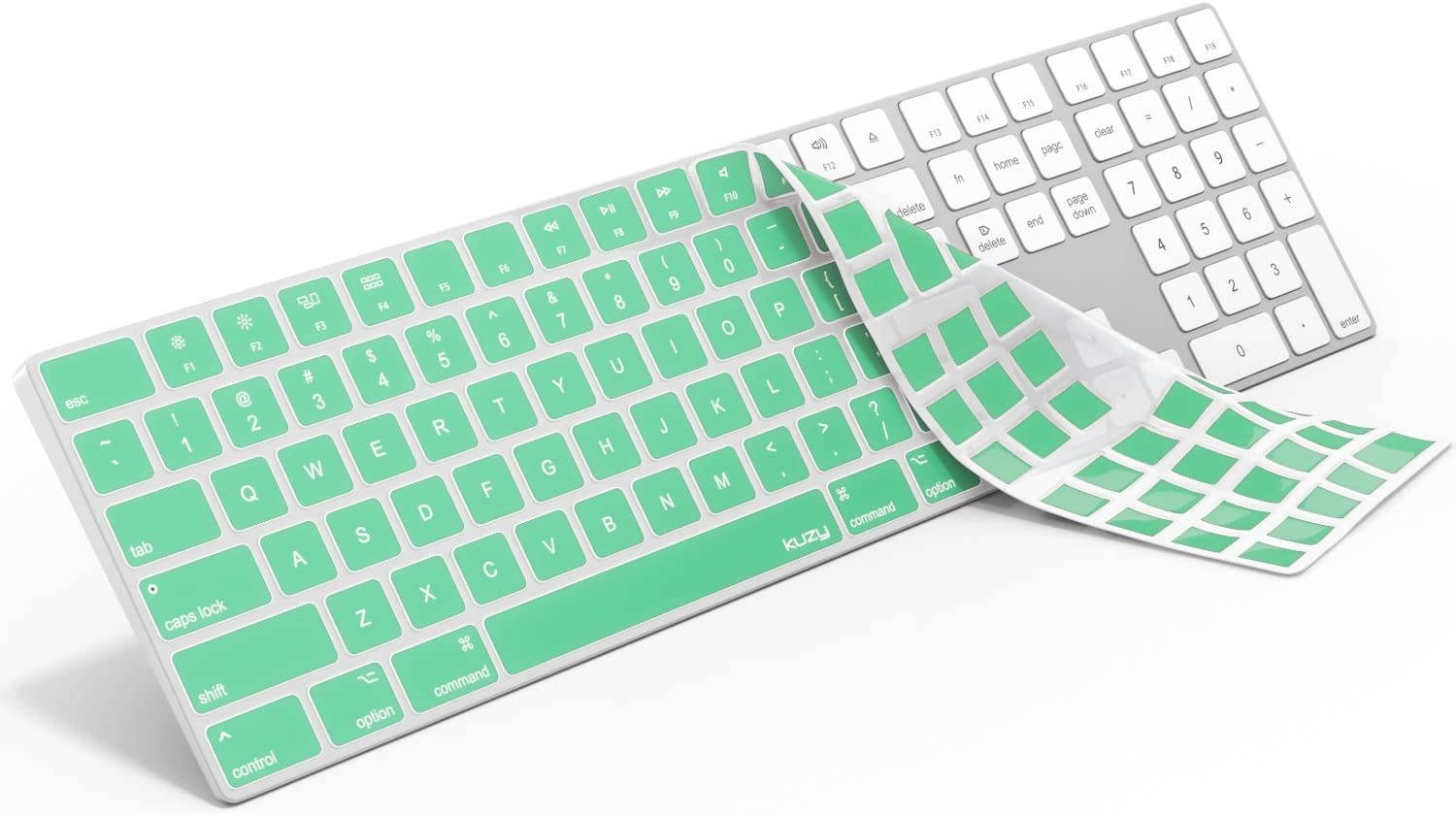 Kuzy - Mint Green Keyboard Cover for Apple Magic Keyboard with Numeric Keypad Model: A1843 - Wireless Bluetooth (Newest Version) Skin Silicone for iMac - Mint Green