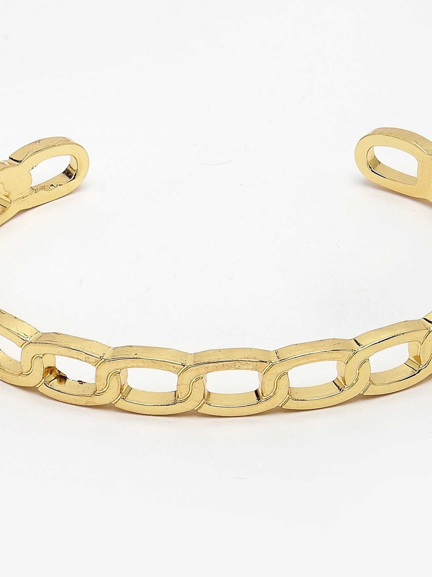 NVR Men Gold-Plated Metal Cuff Bracelet
