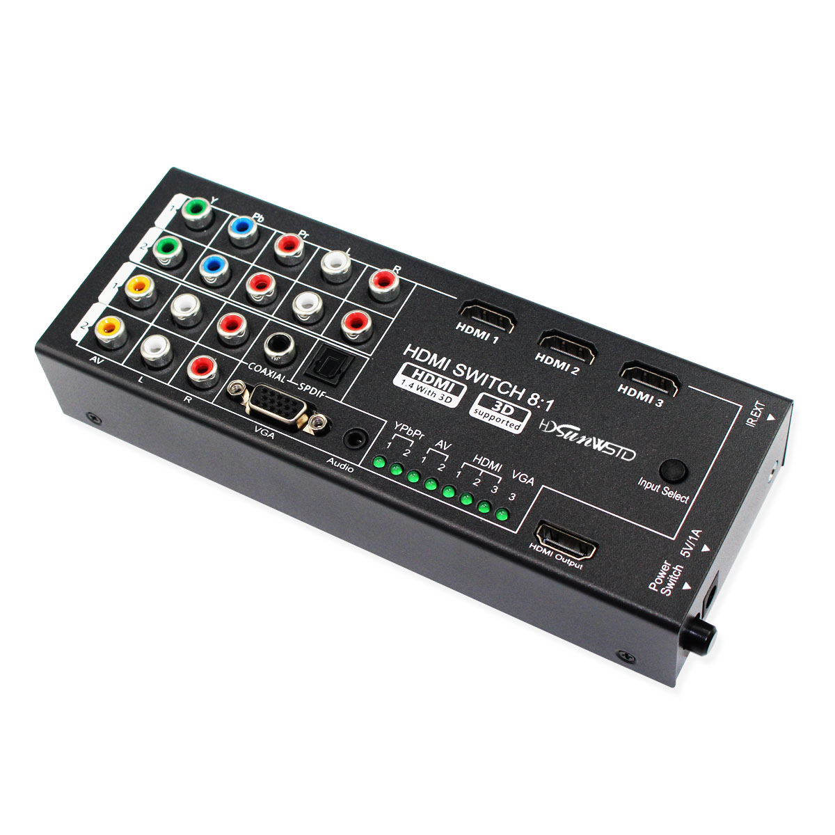 Multi-Functional HDMI 8x1 Converter Switch 8 Inputs to One HDMI Output Support 3D and Surround Sound for 1080P HDTV | VHD-MS8X1