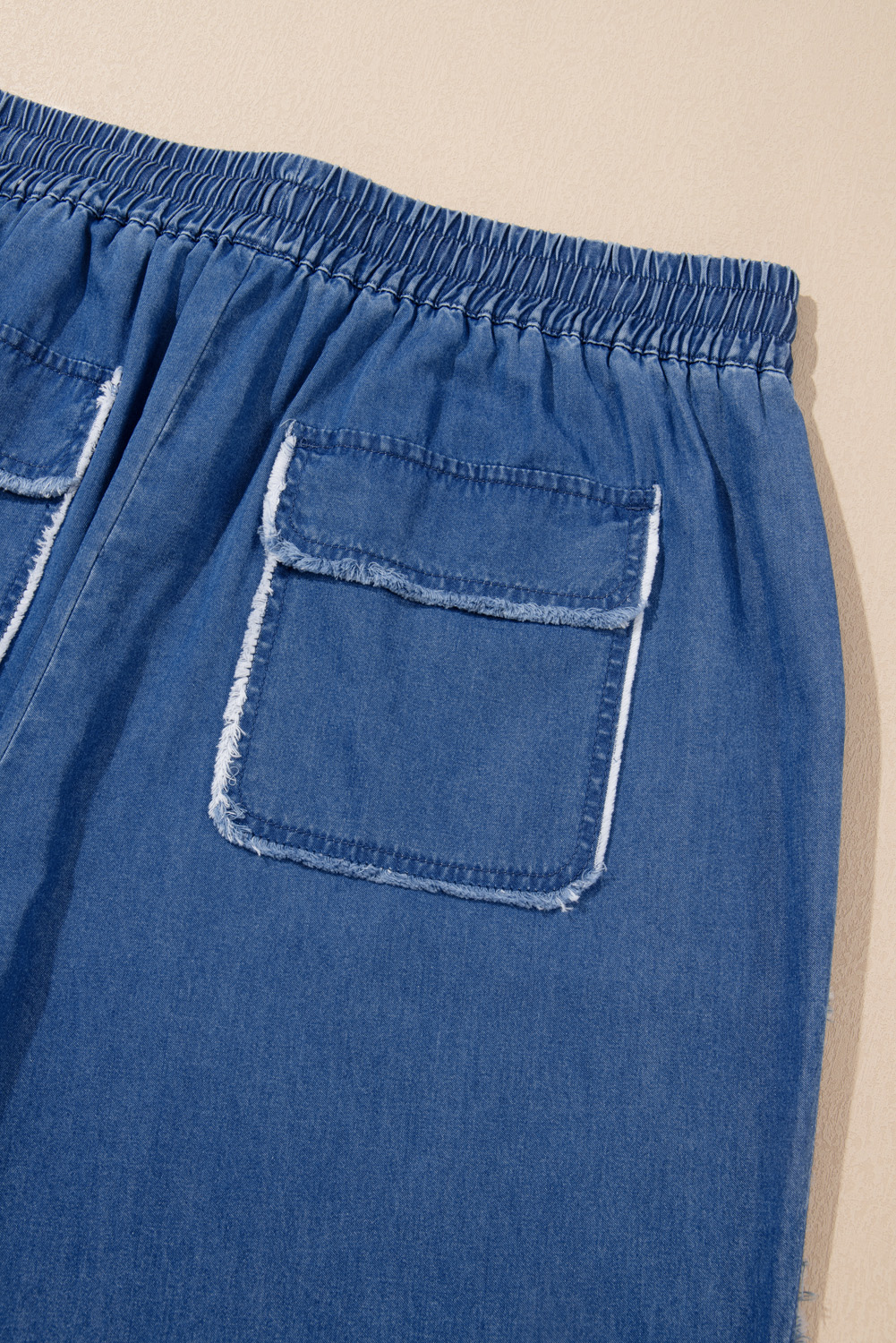 Dark Blue Plus Size Stitching Washed Flare Jeans