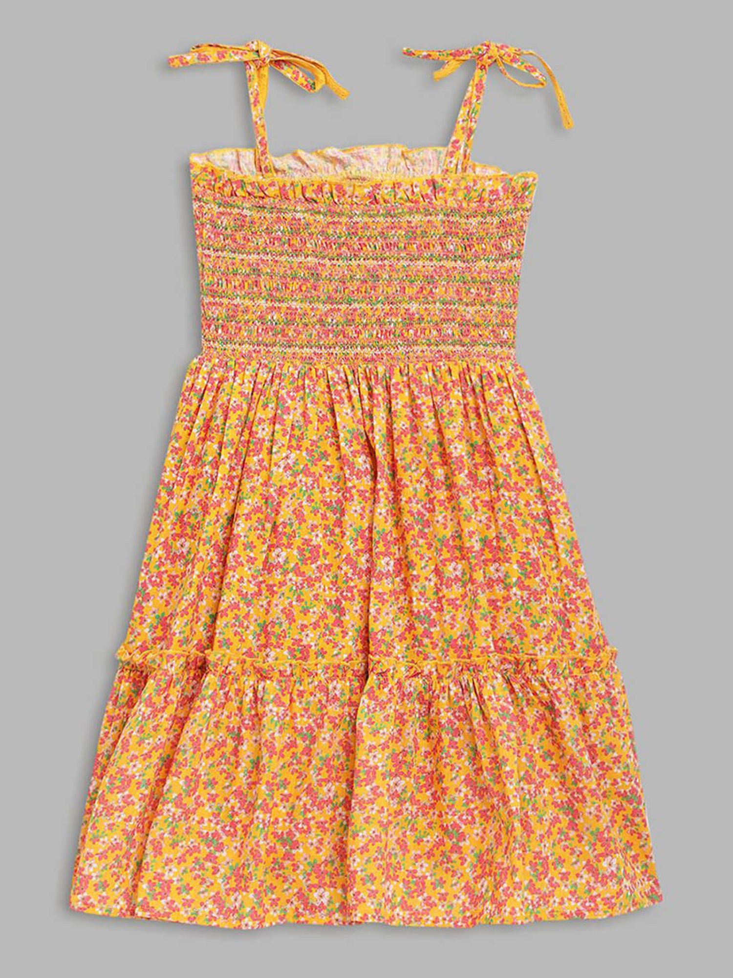 Blue Giraffe Kids Multicolor Cotton Floral Print Dress