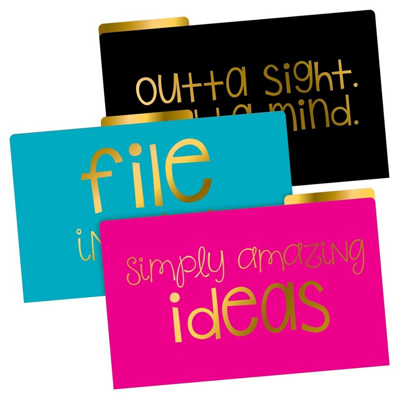 Barker Creek Legal File Folder Set 9ct - Pink, Turquoise, & Black with Gold Foil