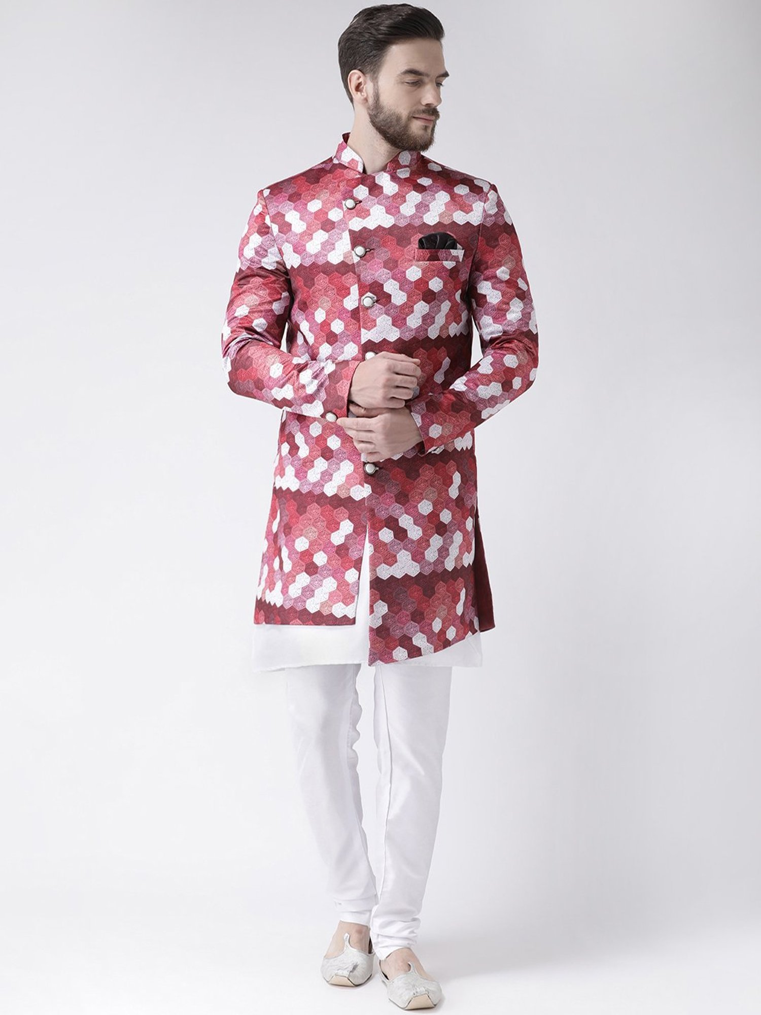 Vastramay White Cotton Straight Fit Embroidery Ethnic Suits