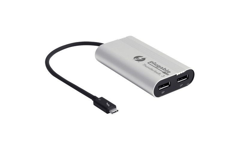 Plugable Thunderbolt 3 to Dual DisplayPort Display Adapter Compatible with MacBook Pro Systems (2019??8??7), Project or Stream to up to 2X 4K 60Hz ...